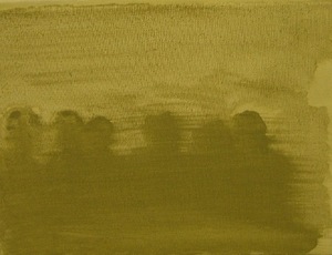 "Not Alone" (from left to right: Marta, me, Jonė, Agnė, Lina and Edita) (2012 08 28 (day 52)) (linen, oil, 18 x 24 cm, 2014)