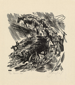 Vytautas Kazimieras Jonynas. Iliustracija K. Donelaičio poemai „Metai“. 1938–1940. Medžio raižinys