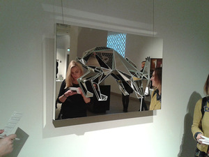 The fragment of the exhibition. Next to Kamilė Stanevičiūtė's work