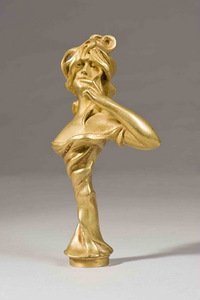 Paauksuotos bronzos art nouveau stiliaus spaudas, 1900 m. Prancūzija