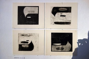 Jūratė Stauskaitė. „Bandymas kristi“, 1984 m., ofortas, mišri technika. D. Slavinsko nuotr.