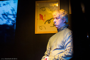 T.Lagūnavičius during a performance "Existential Journey through Vilnius". Photo by Julius Balašaitis T.Lagūnavičius during a performance "Existential Journey through Vilnius". Photo by Julius Balašaitis