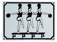 GYMNASTS WITH BALLS. 2005, metal, enamel, 30x40.