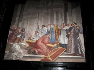 M. Paloni. „Šv. Kazimiero karsto atidengimas“, 1692 m., Vilniaus katedros Šv. Kazimiero koplyčia. Autoriaus nuotr. 