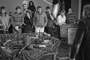 Performance “Banishment”. Fragment of rehearsal. Photo by Dmitrijus Matvejevas