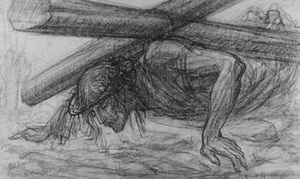 V. Kašinskas IX stotis Jėzus parpuola III karta 1999 pop. retušas