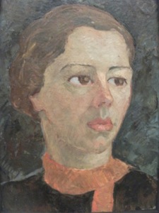 Marcė Katiliūtė. Portrait of a girl in orange scarf. 1932-1937 Marcė Katiliūtė. Portrait of a girl in orange scarf. 1932-1937