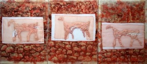 L.Kozlovienė. "Ėriukų tylėjimas". Triptikas. 2001. 3x(60x80). Mišri technika L.Kozlovienė. "Ėriukų tylėjimas". Triptikas. 2001. 3x(60x80). Mišri technika