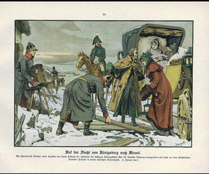 Woldemar Friedrich. „Karalienės Luizės kelionė į Mėmelį“. „Die Königin Luise in 50 Bildern für Jung und Alt“, Verlag Paul Kittel, Berlynas, 1896 m.