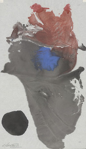 A. Vaičaitis. Abstrakcija. Japoniškas popierius, monotipija, akvarelė, 46 x 26 cm. Skenavo Edgaras Austinskas