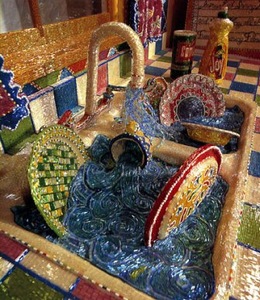 „Virtuvė“, 2005 m. Instaliacijos fragmentas, spalvoti karoliukai