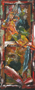 Raimundas Mikšys. „Nukryžiuotasis“, asambliažas, 102x41cm, 1990 m.