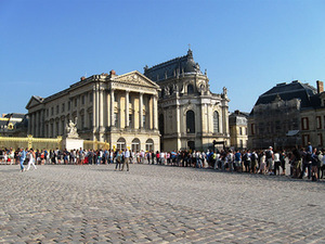 Visitors' queue outside the Versailles palace gate. Versailles, France. Author's photo Visitors' queue outside the Versailles palace gate. Versailles, France. Author's photo