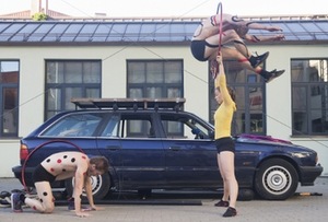 Scene from the performance “Fuzzy Dice Circus”. Photo by D.Matvejevas