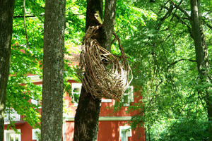 Taivano autorių Chen Mei-Pei ir Vivien-Chang darbo fragmentas ir dvaro ledainės fone besidarbuojanti autorė Taivano autorių Chen Mei-Pei ir Vivien-Chang darbo fragmentas ir dvaro ledainės fone besidarbuojanti autorė