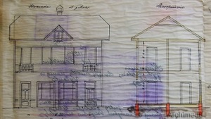 Vaidoto St. 41. Facade and cross-section of the house, 1933. Source: Archive of Kaunas County. Vaidoto St. 41. Facade and cross-section of the house, 1933. Source: Archive of Kaunas County.