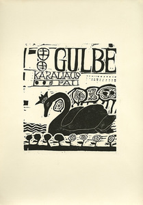 Viktoras Petravičius (1906–1989, Lietuva–JAV). Iliustracija knygai „Gulbė karaliaus pati“. 1937. Popierius, linoraižiniai. Nac. M.K.Čiurlionio dailės muziejaus archyvas, skenavo Edgaras Austinskas