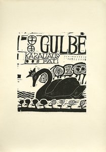 Viktoras Petravičius (1906–1989, Lietuva–JAV). Iliustracija knygai „Gulbė karaliaus pati“. 1937. Popierius, linoraižiniai. Nac. M.K.Čiurlionio dailės muziejaus archyvas, skenavo Edgaras Austinskas