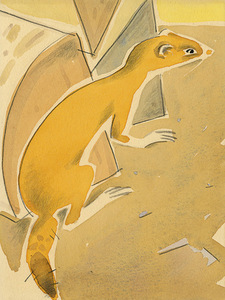 Vladas Jankauskas (1923–1983). Iliustracija G. Isoko knygai „Žvėrys ir žvėreliai“. 1964. Popierius, akvarelė, tempera, pieštukas, tušas. Nac. M.K.Čiurlionio dailės muziejaus archyvas, skenavo Edgaras Austinskas