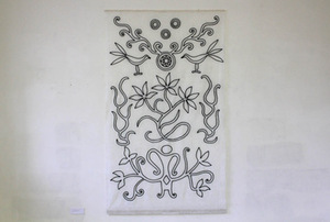 Photo from the exhibition of Zinaida Dargienė ”Born from Dreams – Aborigenes” in Kaunas in 2011. Archive of the gallery Meno Parkas. Photo by Airida Rekštytė